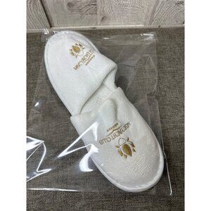 MSC Cruise Line White Terry Cloth Slippers w/ Gold Embroidered Logo Yacht Club